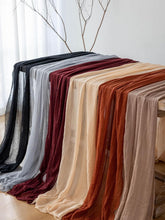Load image into Gallery viewer, Elegant Burgundy 35x120 Inch Cheesecloth Table Runner Set - Perfect for Parties