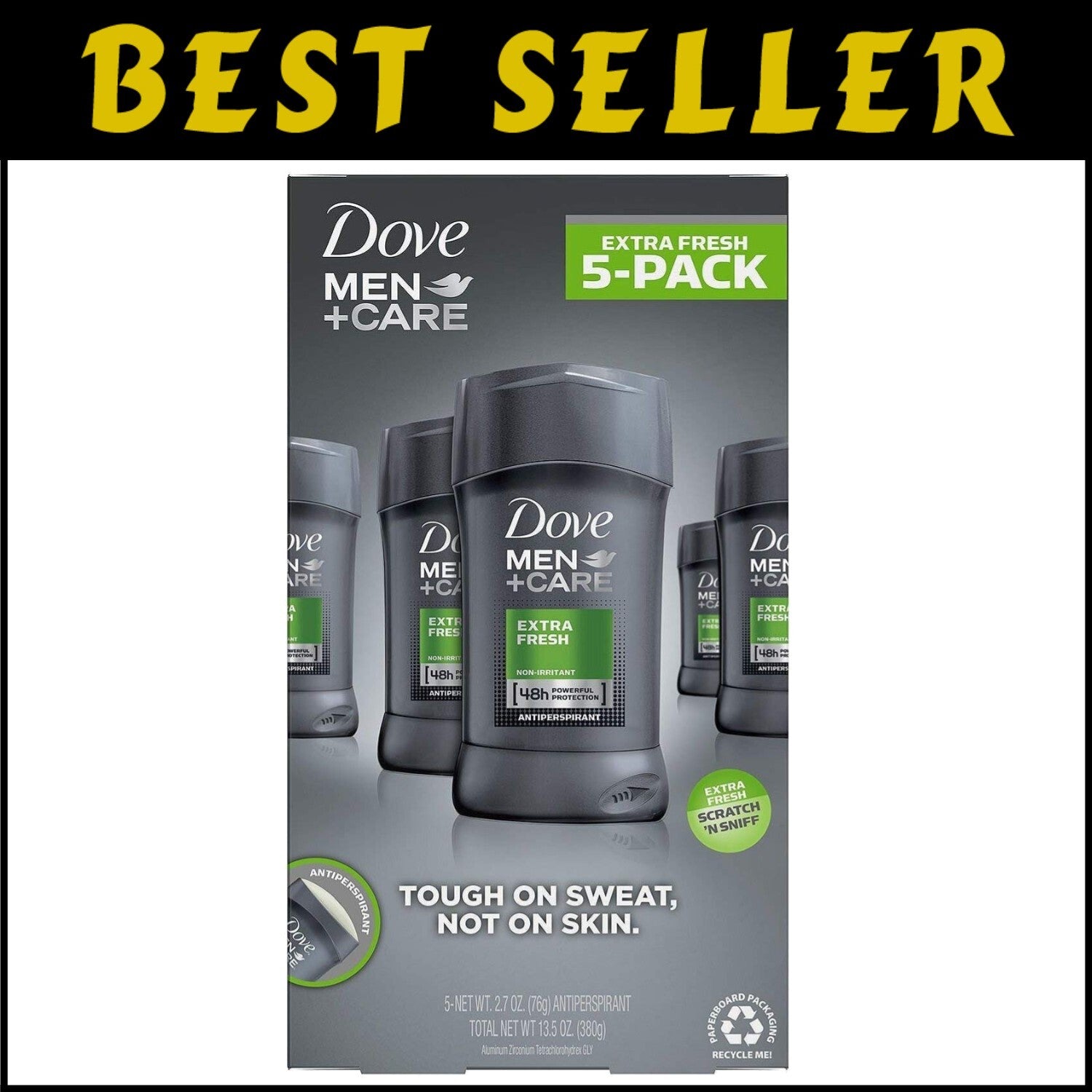 Non-Irritant Men+Care Antiperspirant with 1/4 Moisturizer - Extra Fresh 5-Pack