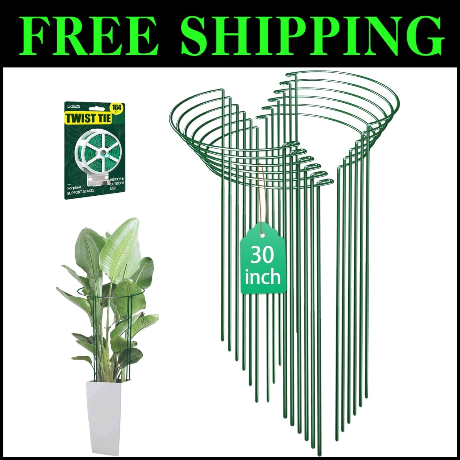 30-Inch Adjustable Garden Support Stakes - 12 Heavy-Duty Iron Stakes for Plants