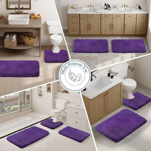 Load image into Gallery viewer, Large Dark Purple Bathroom Rug - Shaggy Microfiber, Extra Absorbent &amp; Washable