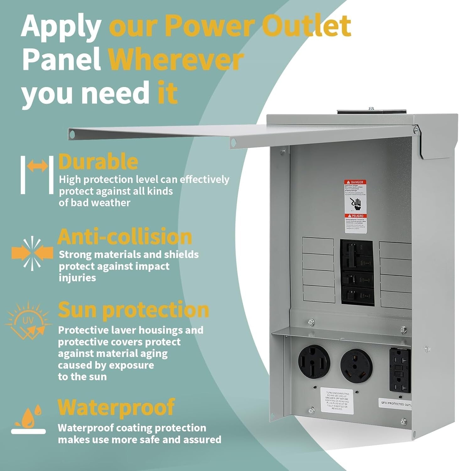 Enhanced Safety 50 Amp Temporary Power Box - Quick Installation & All-Weather