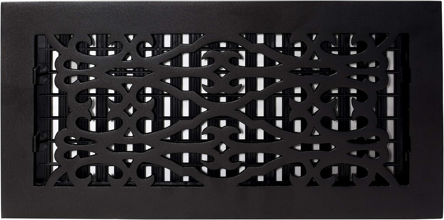 Durable 6 x 14 Inches Cast Iron Victorian Floor Register - Tool-Free Install