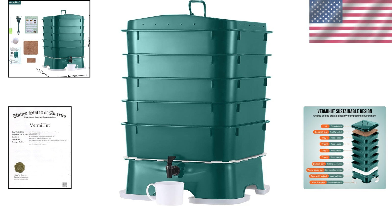 The Original Plus 5-Tray Worm Composter - Sustainable Indoor & Outdoor Solution