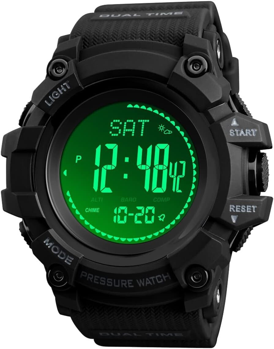 Men's Digital Altimeter Barometer Thermometer Watch - Waterproof & Lightweight