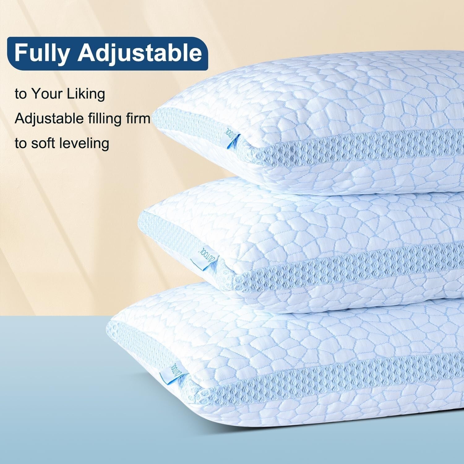 Adjustable Cooling Pillows with Shredded Foam – Ideal for Side and Back Sleepers