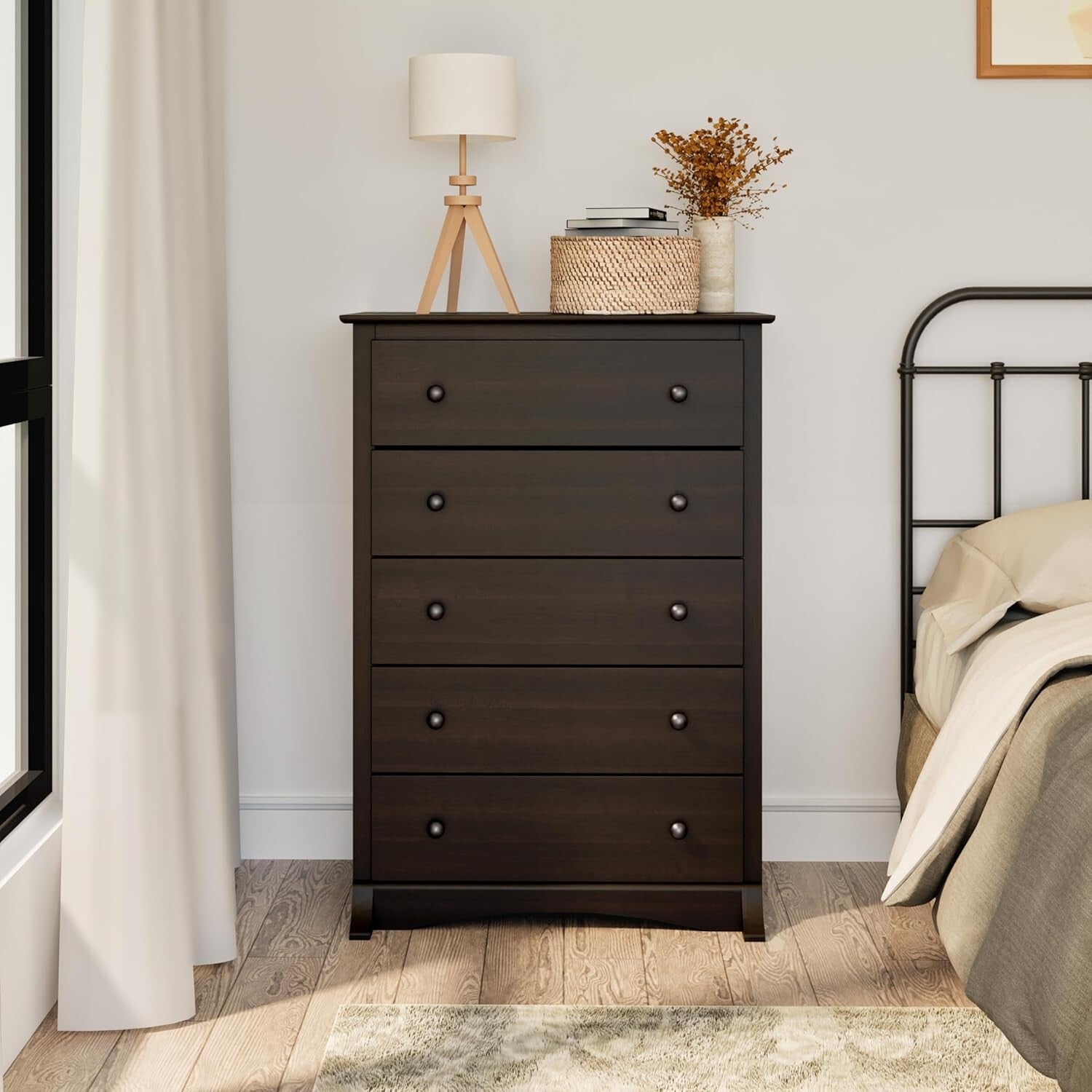 Elegant 5-Drawer Chest in Espresso - Durable & Versatile Furniture for Any Room