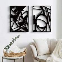 Load image into Gallery viewer, Elegant 3D Textured Black Metal Wall Sculptures - Modern Abstract Art Set of 4