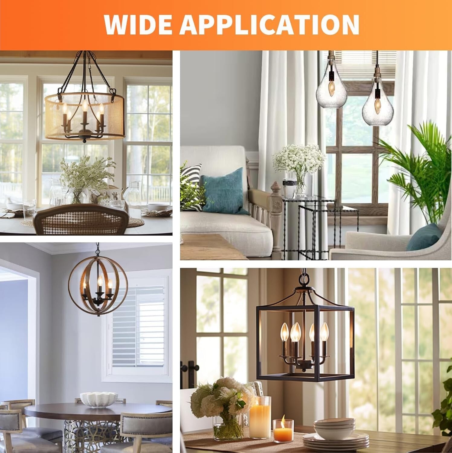 Energy-Efficient E12 Candelabra LED Bulbs - 2200K Warm White, 40W Equivalent