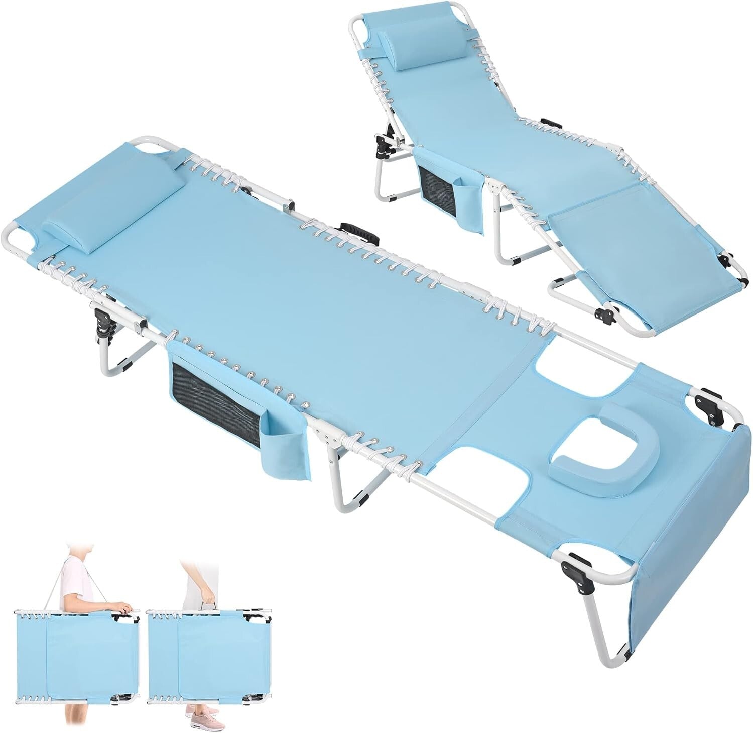 Durable Portable Tanning Chair with Face Hole - Perfect for Poolside Relaxation