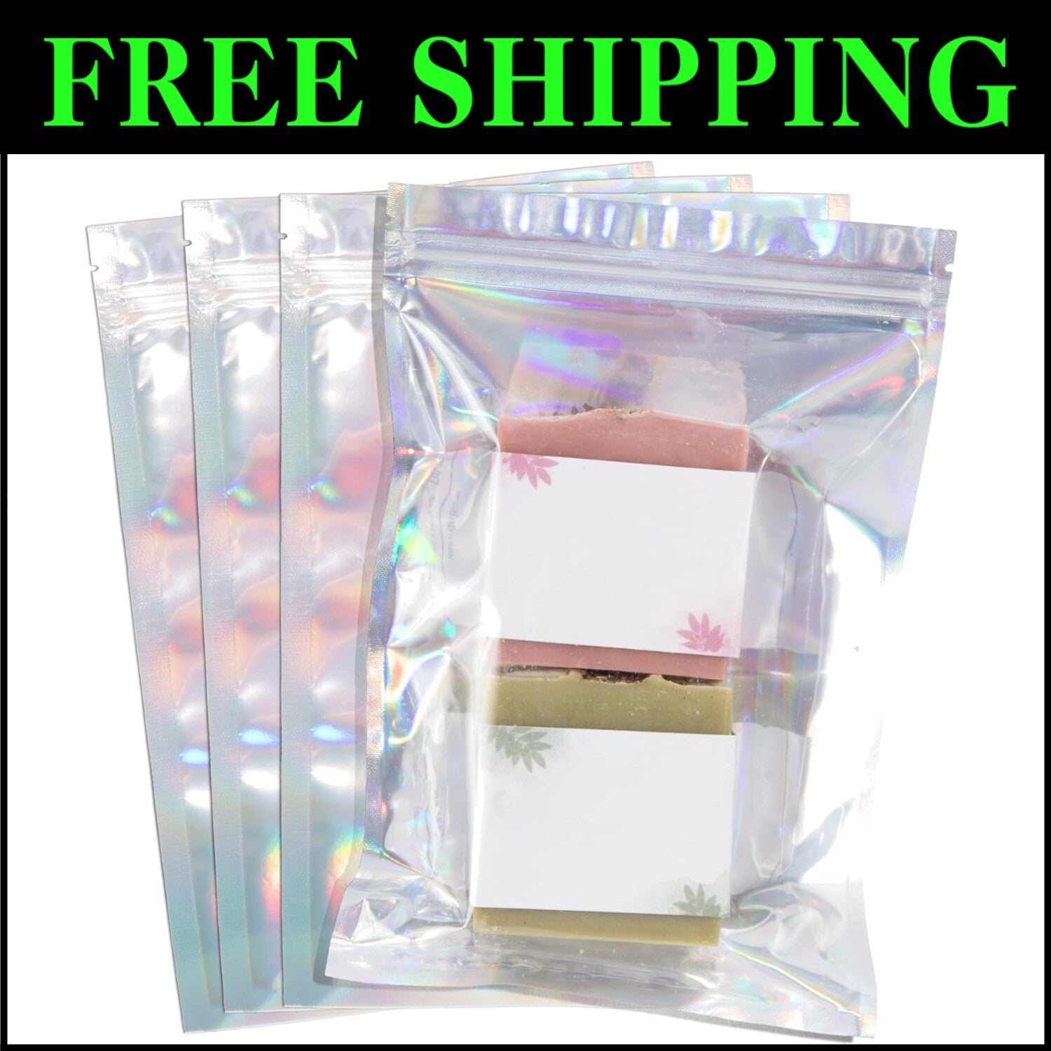 Pack of 500 Holographic 6" x 9" Resealable Bags for Food Storage & Crafts