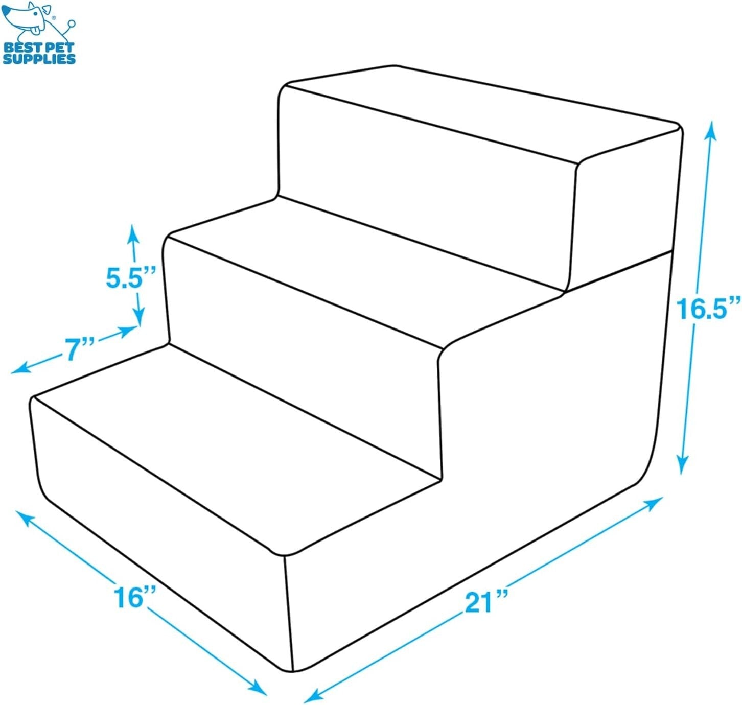 Elegant Non-Slip 3-Step Foam Pet Ladder for Small Dogs and Cats - Gray Linen