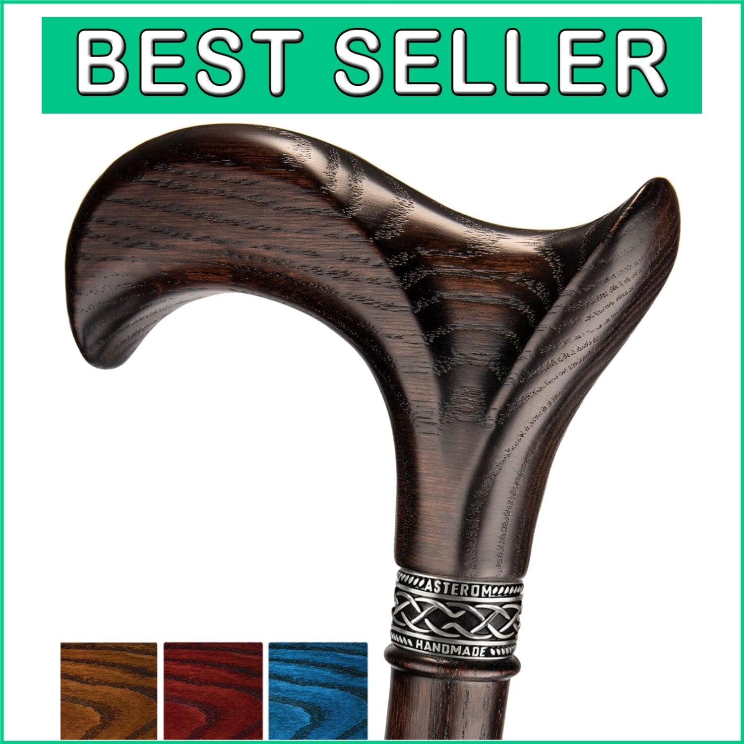 Unique 36 Inch Wooden Walking Stick for Men & Women - Handcrafted and Ergonomic
