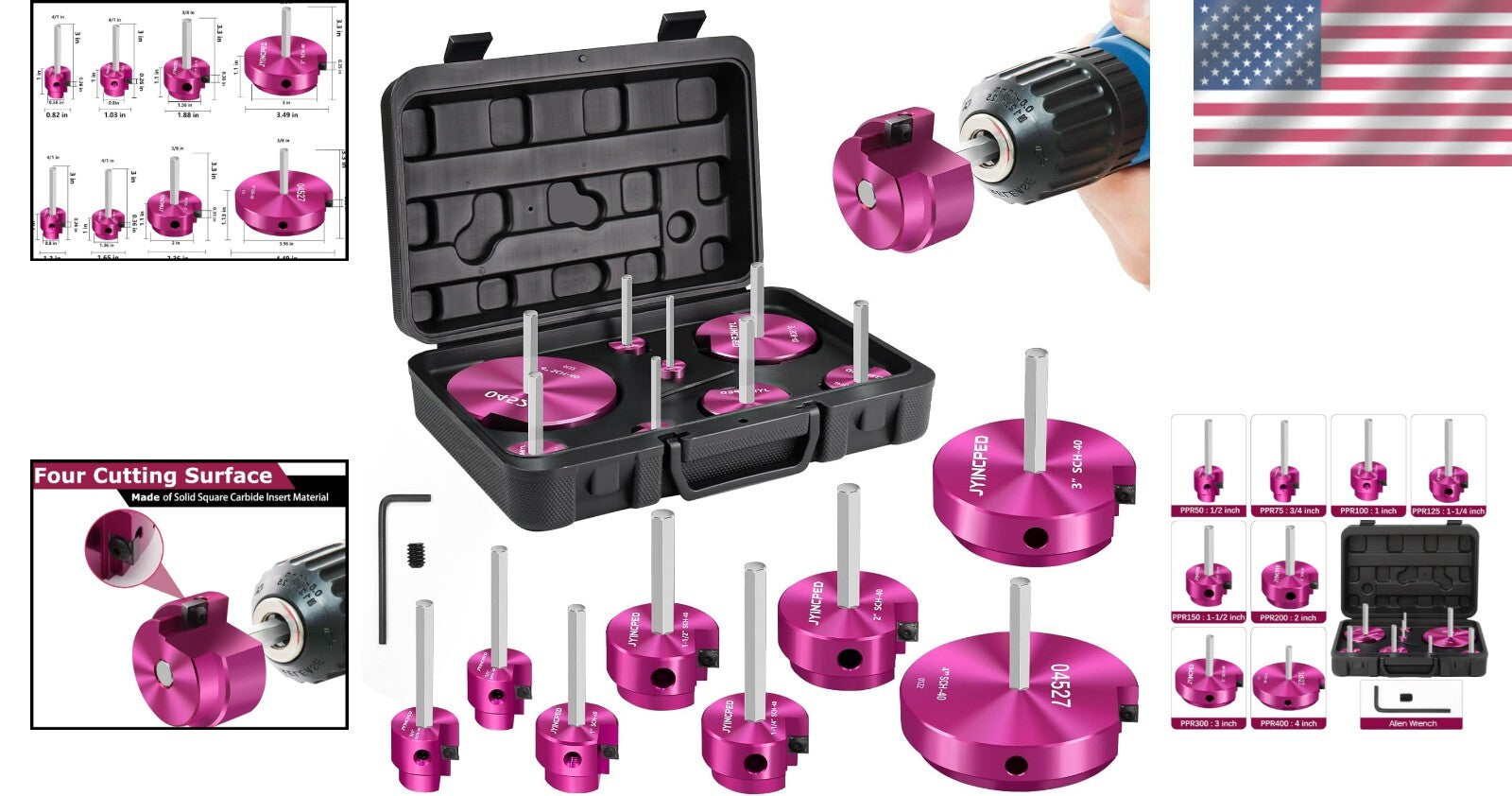8-Pc PVC Pipe Reamer Kit - Professional Fitting Savers for Seamless Plumbing