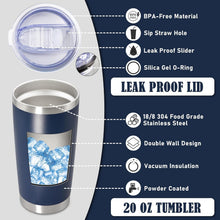Load image into Gallery viewer, Insulated 20 oz Coffee Travel Mugs - Navy Powder Coated 8-Pack for All Occasions