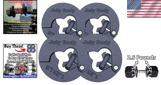 1.25 lb Weight Clips - Boosts Dumbbell Kettlebell Barbell Training with 2.5 lbs