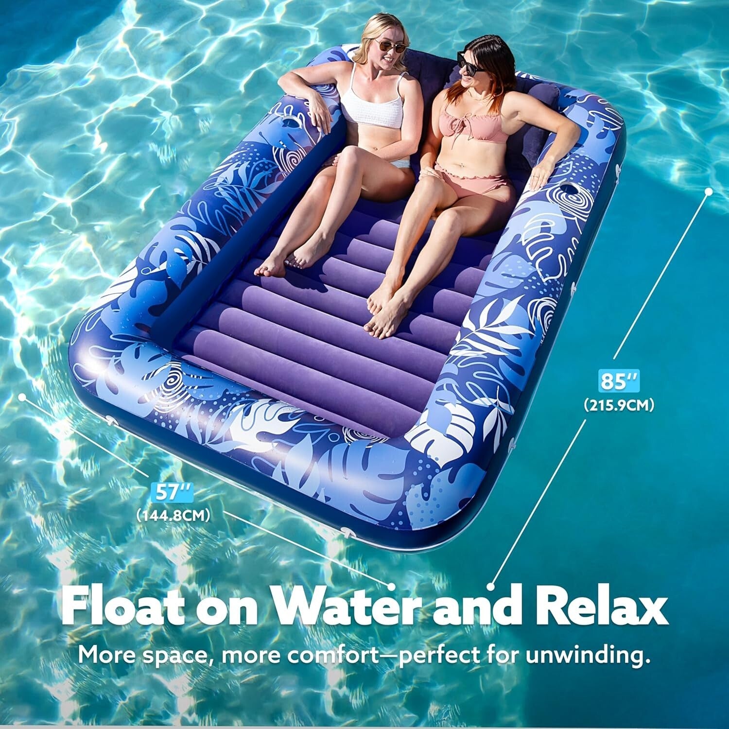 UV-Resistant Extra Large Inflatable Float with Detachable Headrest for Adults