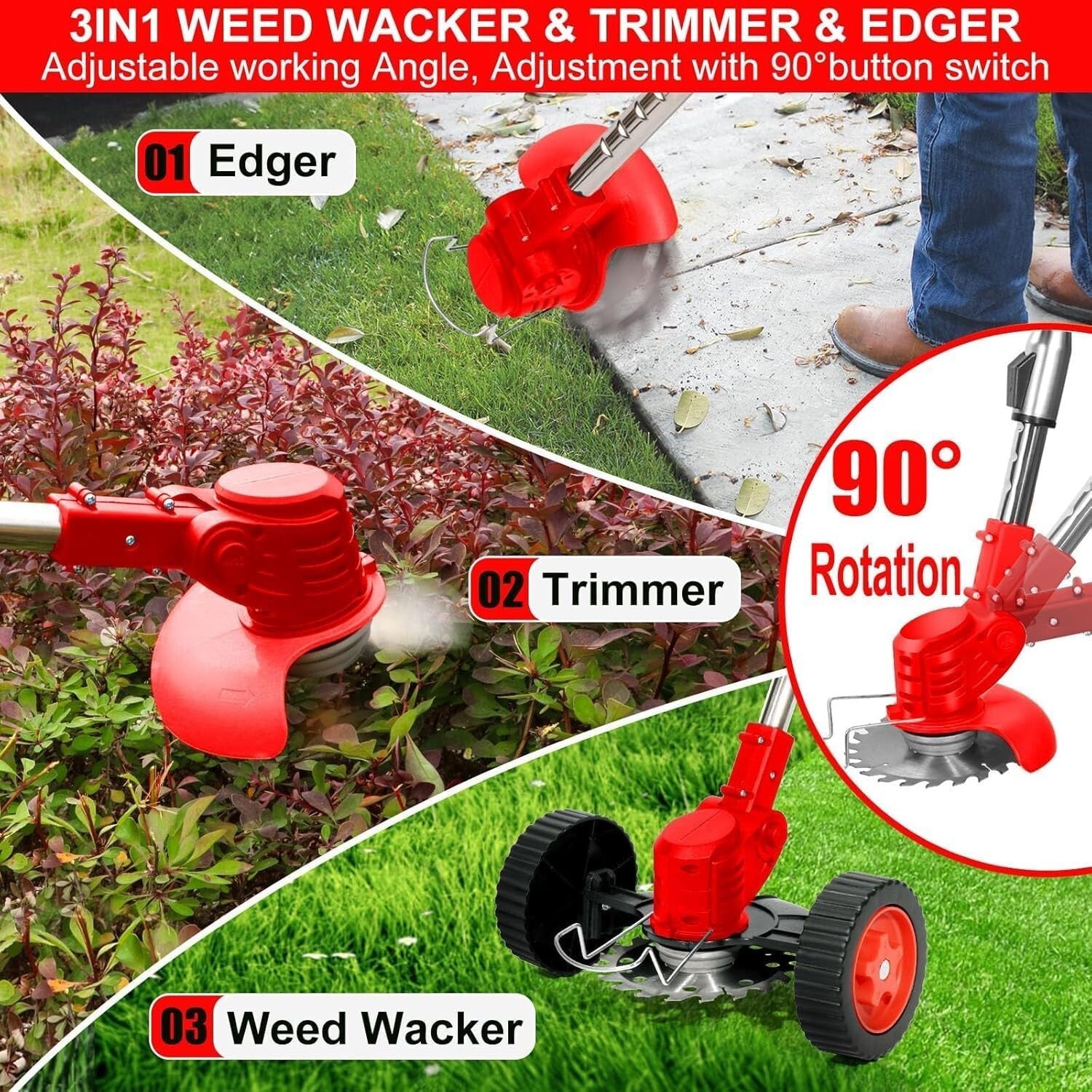 Powerful 21V Cordless Weed Wacker with Adjustable Length - Lightweight Care