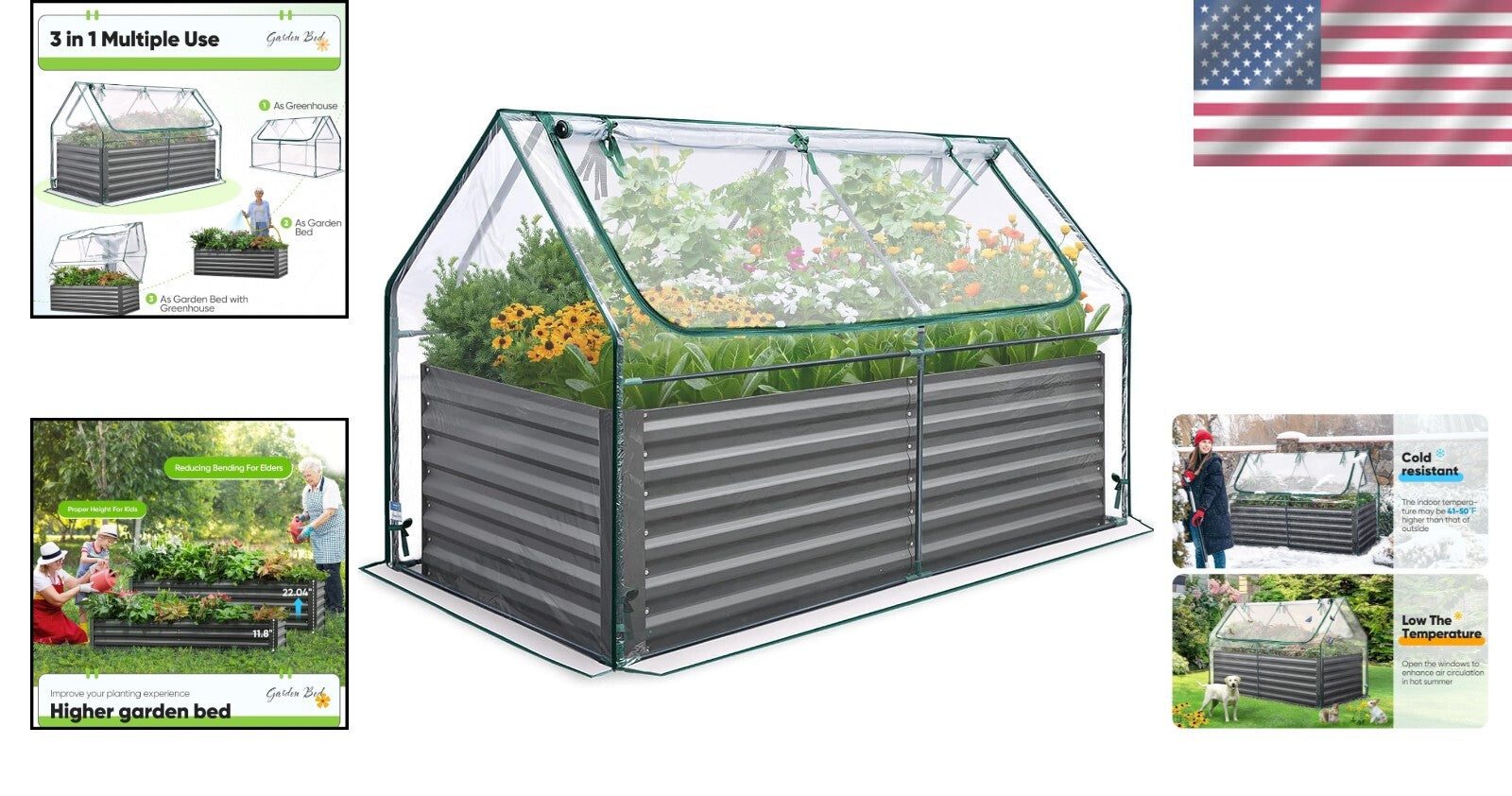 Galvanized Raised Garden Bed with Breathable Cover - Ideal for Year-Round Growth