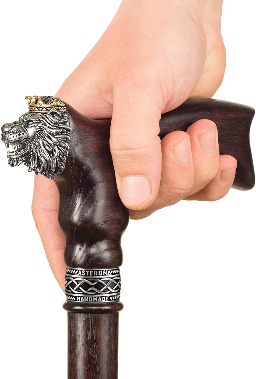 Fashionable 36" Lion Walking Cane for Men & Women - Handcrafted Oak Four Styles