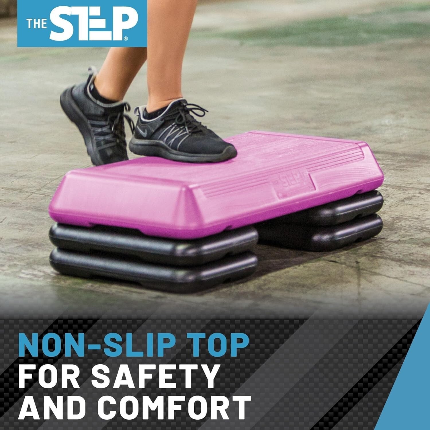 Sturdy Circuit Size Aerobic Step with Non-Slip Risers - Ideal Home Gym Accessory