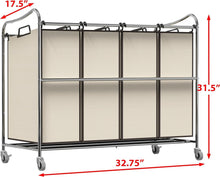 Load image into Gallery viewer, Efficient 4-Bag Heavy-Duty Laundry Cart with Smooth Rolling Casters in Chrome