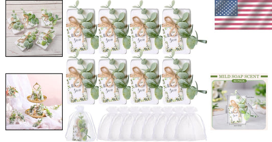 Charming 100-piece Mini Soap Favors with Eucalyptus Picks for Special Events