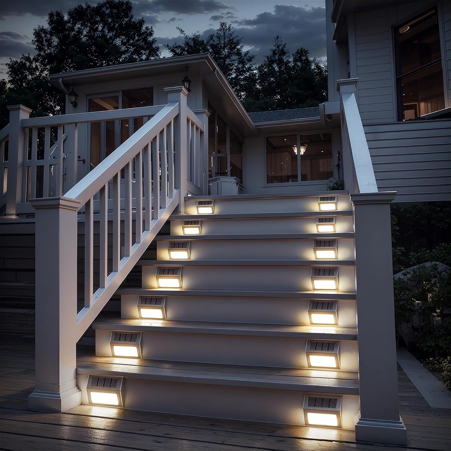 12-Pack Waterproof Solar LED Fence Lights - Automatic On/Off Outdoor Lighting