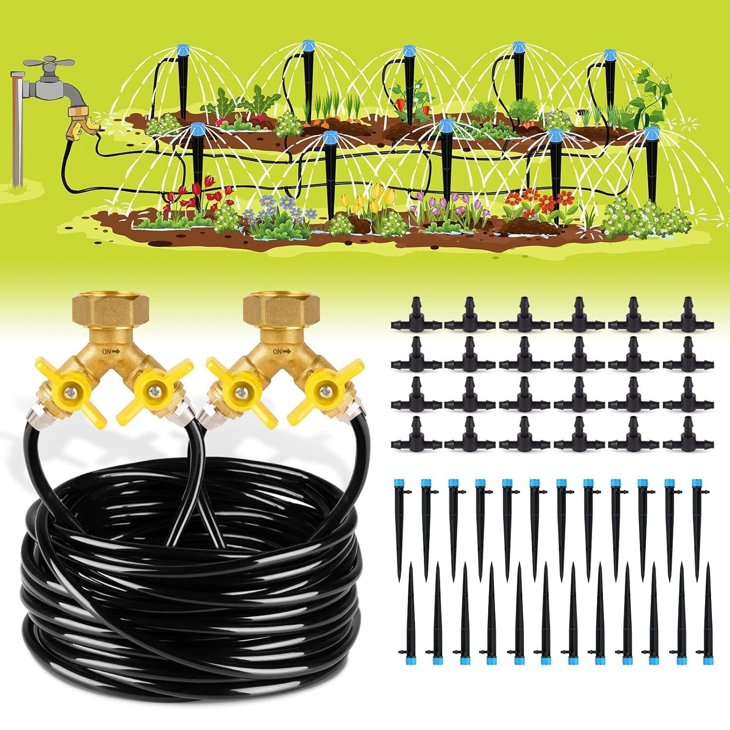 98.4ft Adjustable Drip Irrigation Kit for Efficient Plant Watering System
