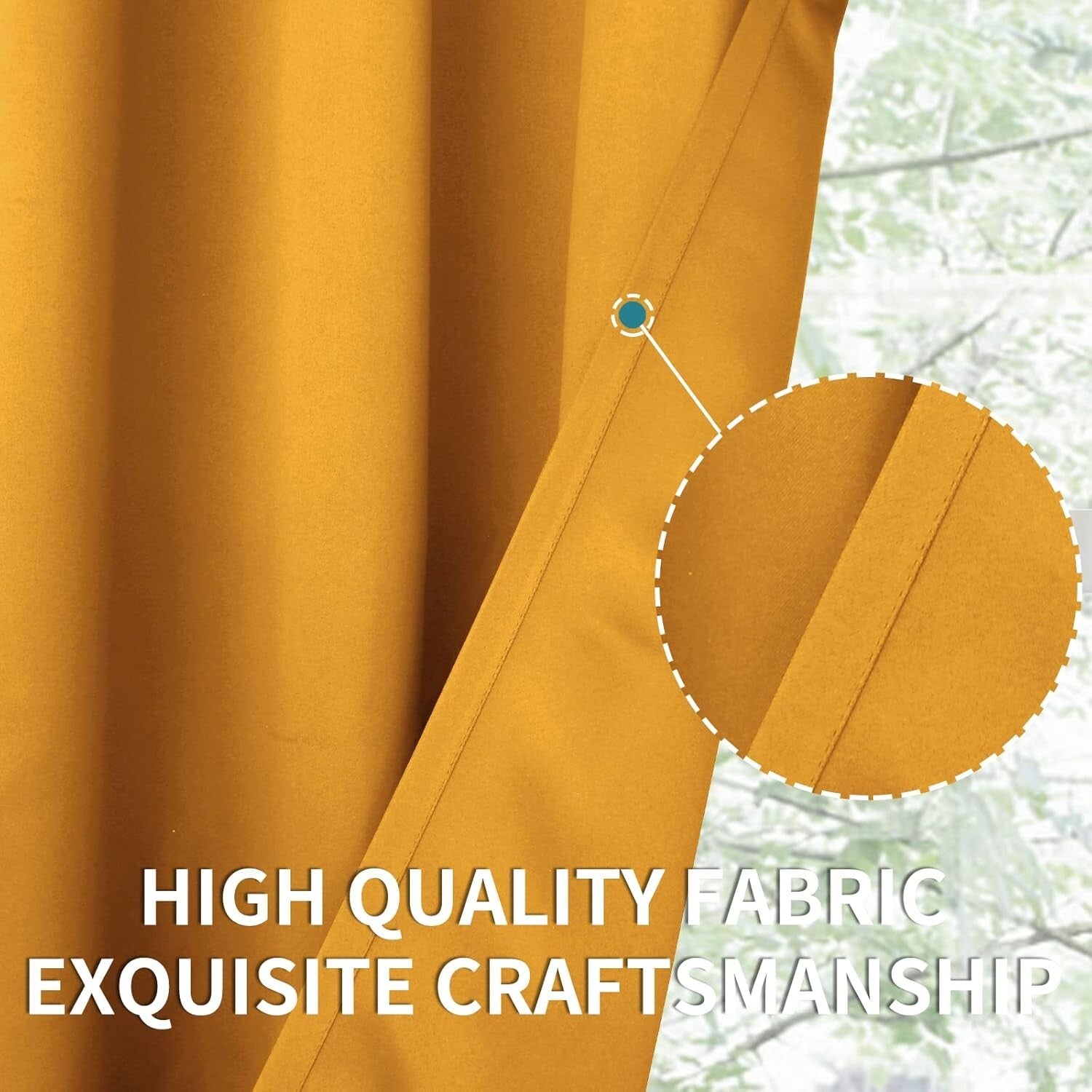Stylish Room Darkening Drapes - 84 Inch Grommet Curtains in Warm Mustard Yellow