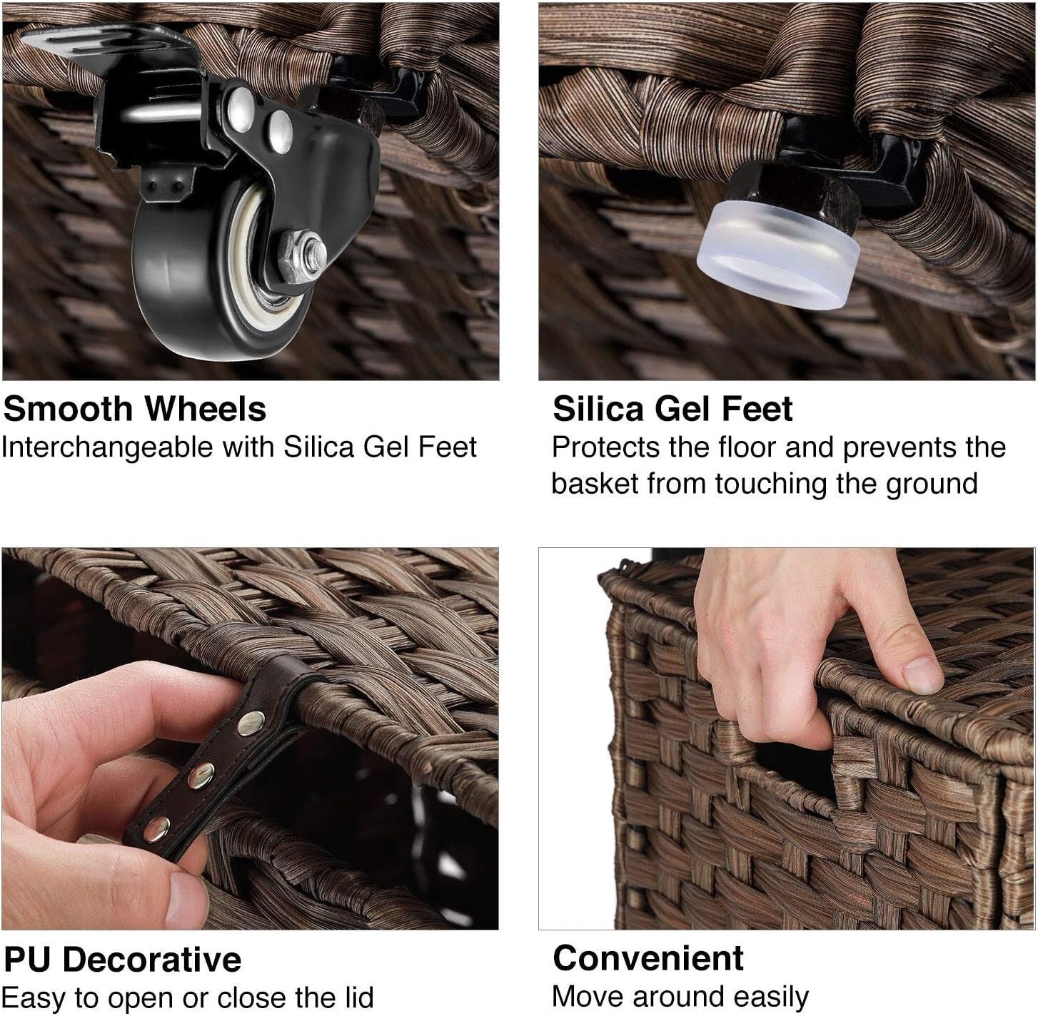 90L Handwoven Laundry Hamper with Wheels - Stylish Dual Compartment Design