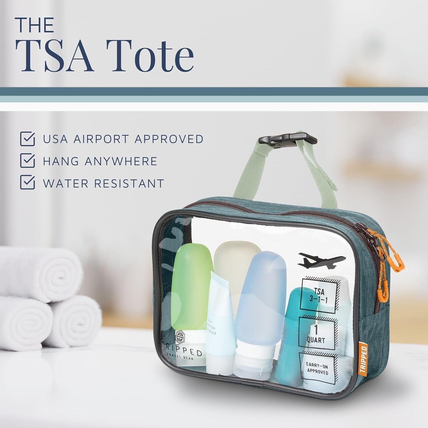 Compact Travel Toiletry Bag with Detachable TSA Pouches & Organizer Pouch