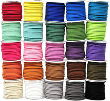 Load image into Gallery viewer, 25 Assorted Faux Suede Cords - 2.65mm Vegan Leather Strings for Jewelry &amp; Crafts