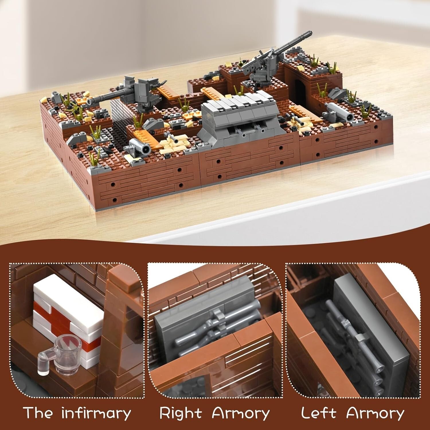 WW2 Military Building Blocks – 1350 Pcs with Anti-Aircraft Guns & Minifigures