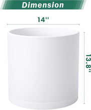 Load image into Gallery viewer, Elegant 14 Inch Cylindrical Plastic Planters with Drainage Holes &amp; Saucer Set