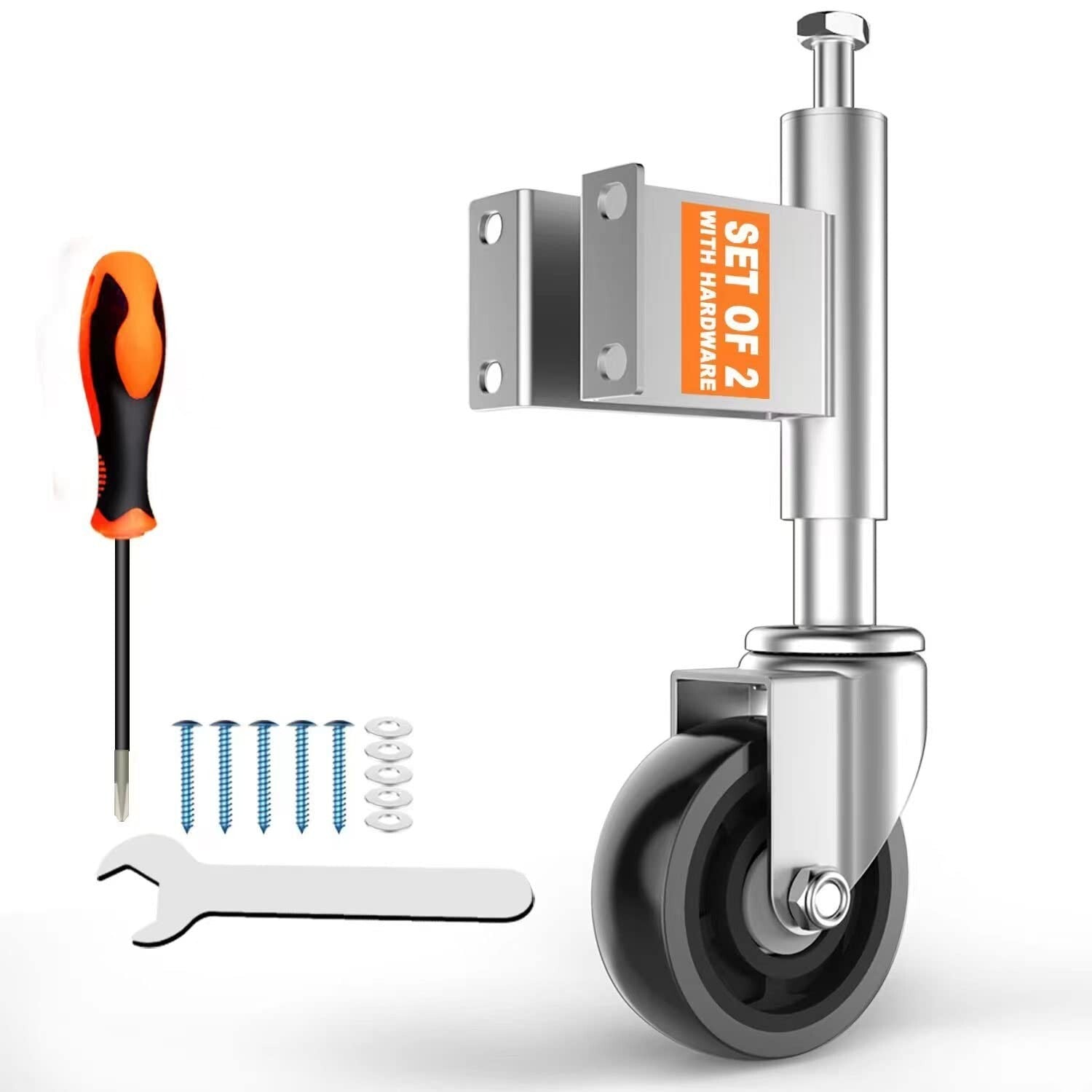 Durable 4” Spring Loaded Gate Casters with Heavy-Duty Hardware Pack Included