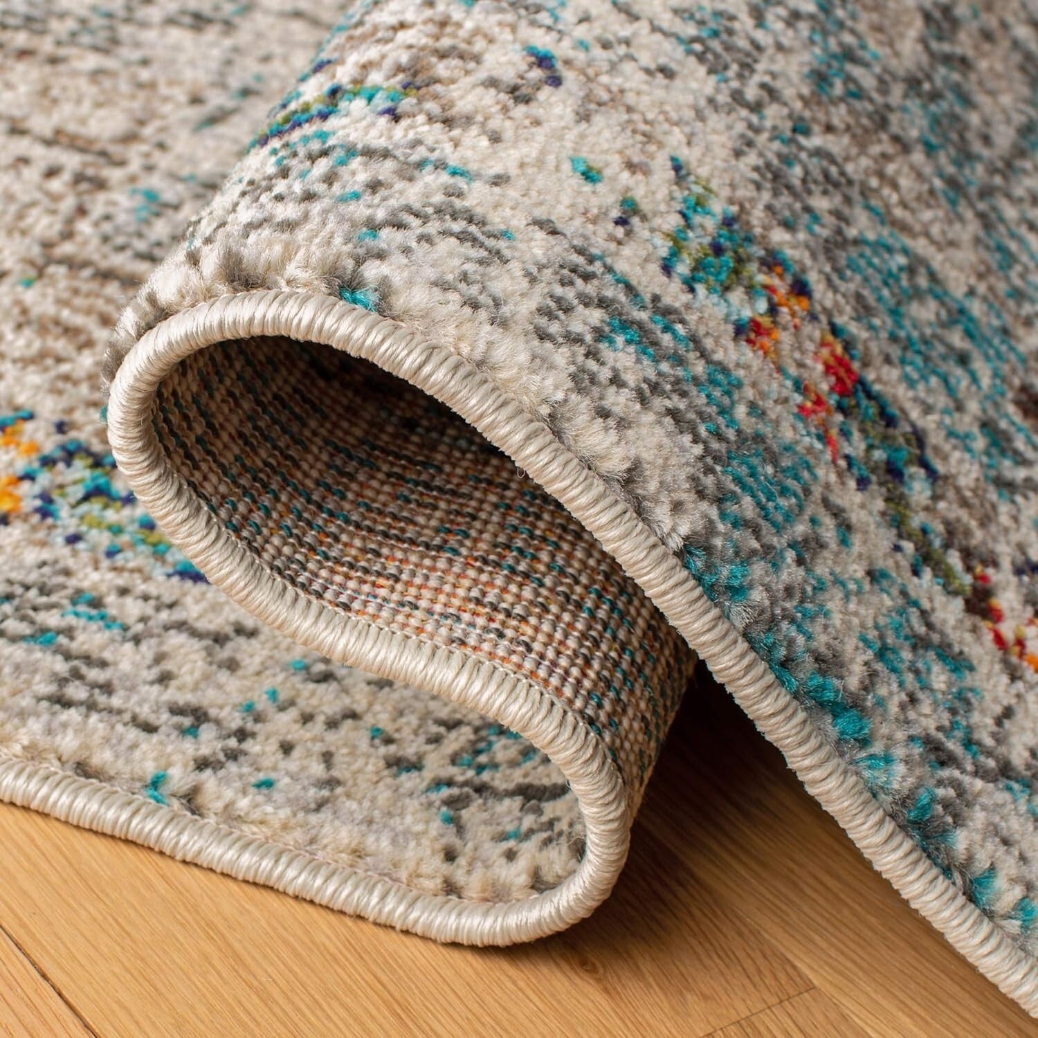 Durable Bohemian Runner Rug 2'2"x10' - Stain Resistant & Non-Shedding Grey/Gold
