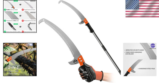 14 FT Adjustable Lightweight Pole Saw with Serrated Blade - Perfect for Trees