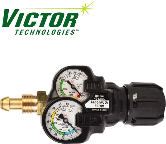 High-Contrast Victor EDGE 2.0 Argon Regulator - CGA-580 Connection for Welding