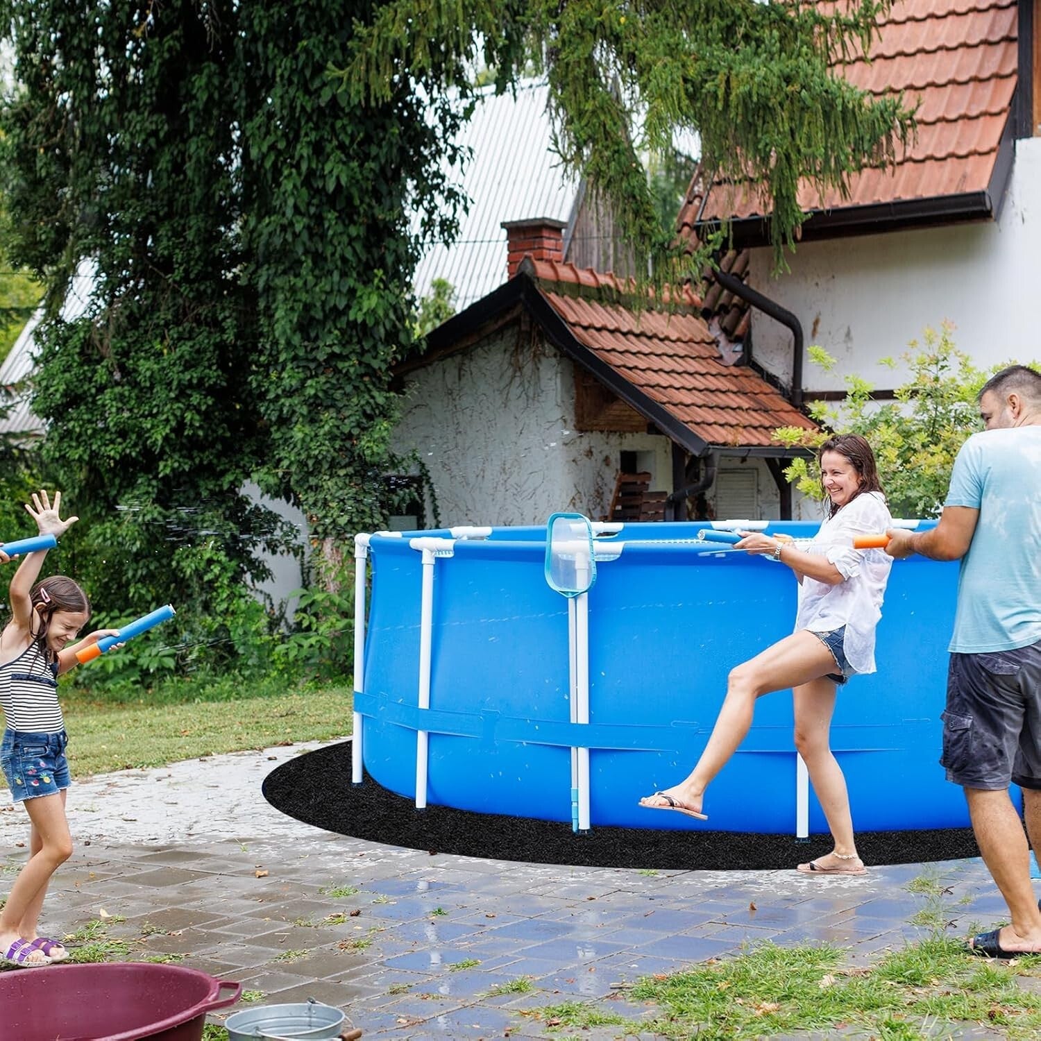 Double-Density Pool Liner Protection Mat – 24 Ft Round for Above Ground‍