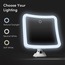 Load image into Gallery viewer, Cordless 10x Magnifying Mirror with 3 LED Settings - Ideal for Home or Travel