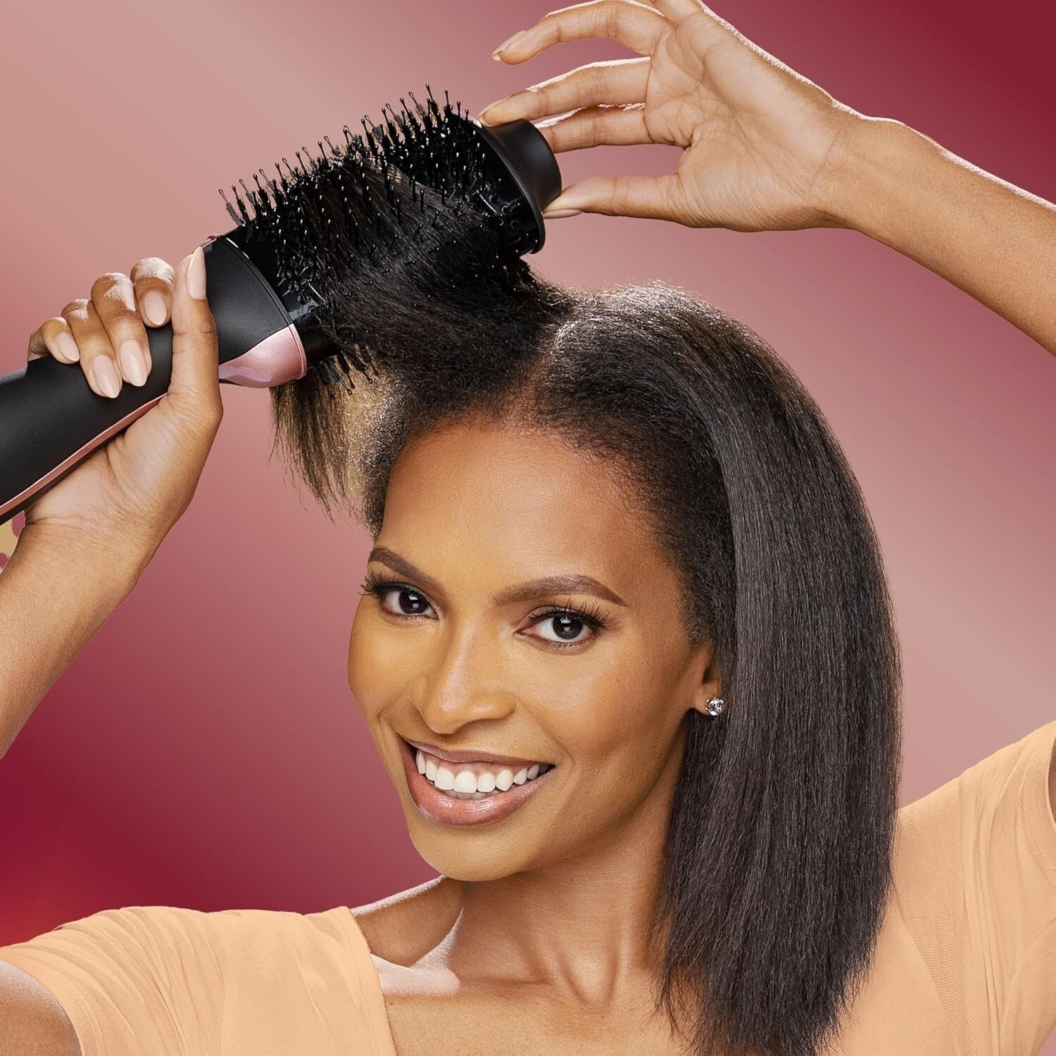 Unique Oval Hair Dryer & Styler - Pink-Black Ionic Technology for Frizz Control