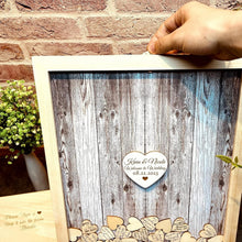 Load image into Gallery viewer, Unique Wooden Guest Book with Hearts &amp; Stand - Perfect for Weddings &amp; Parties
