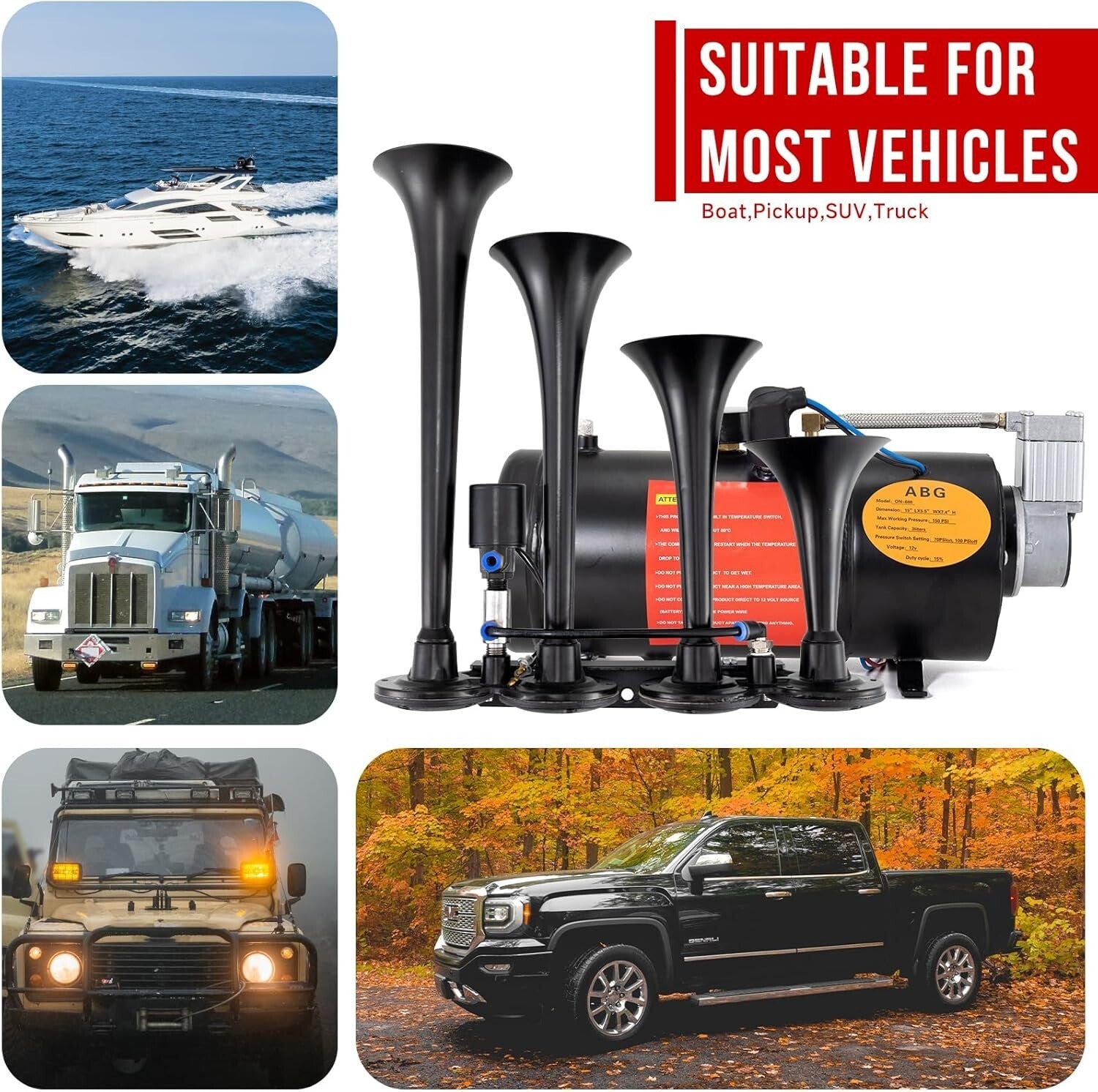 Complete 178dB Train Horn System with Easy Installation - Heavy Duty Durability