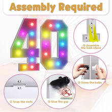 Load image into Gallery viewer, Vibrant 4FT Light-Up Marquee Number 40 for Unforgettable Birthday Celebrations