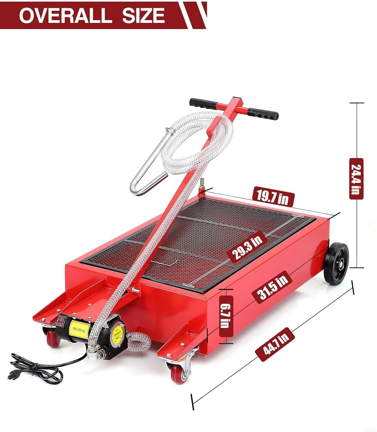 Effortless Oil Changes with Heavy-Duty Oil Drain Cart & 8 Ft Hose for Mechanics