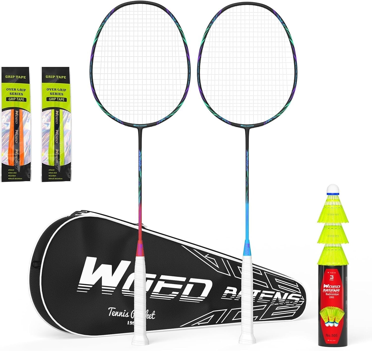Durable Carbon Fiber Badminton Rackets with Non-Slip Grip - Perfect for Everyone