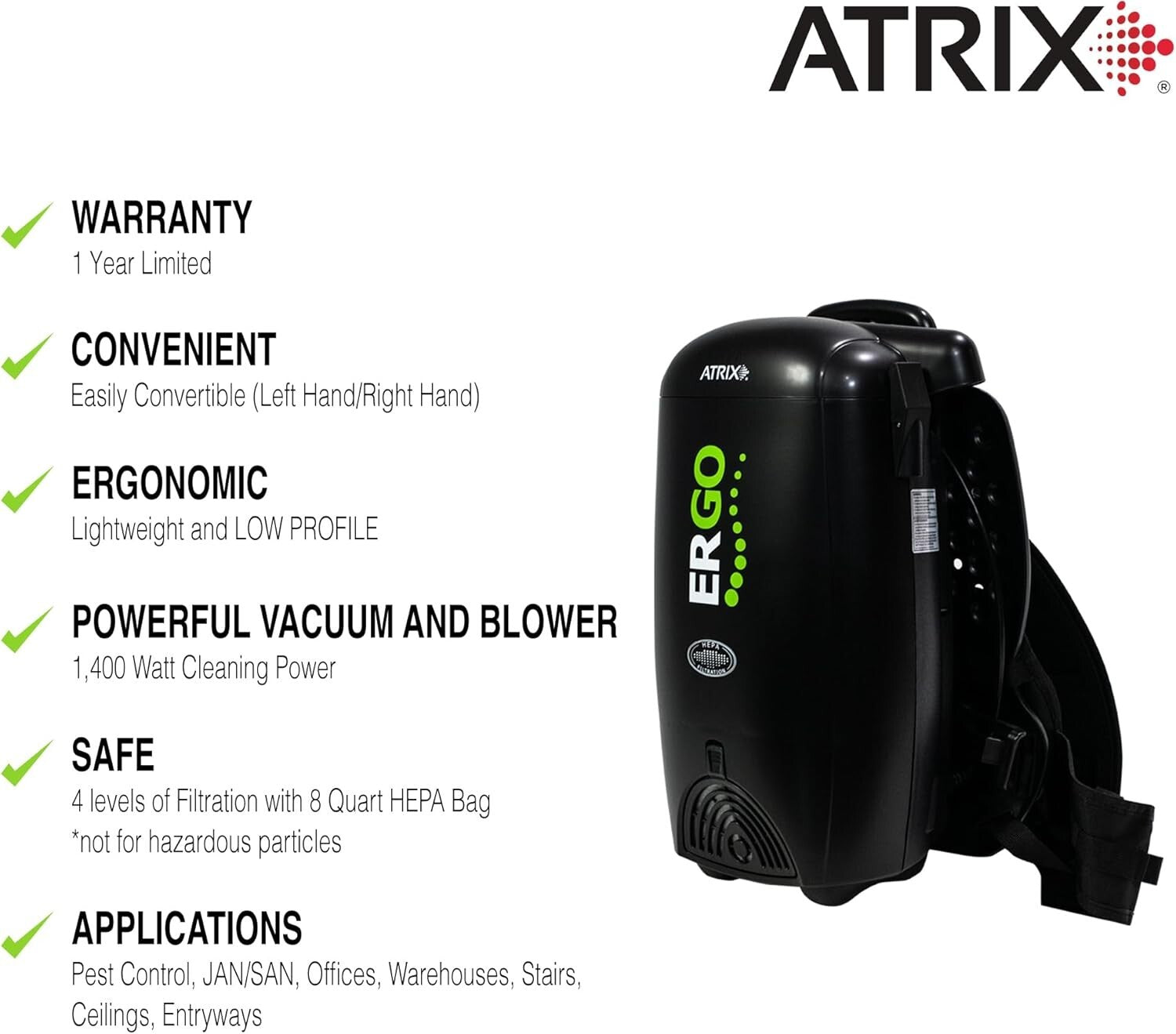 Premium HEPA Backpack Vacuum Bundle with 10 Filters – Lightweight and Powerful