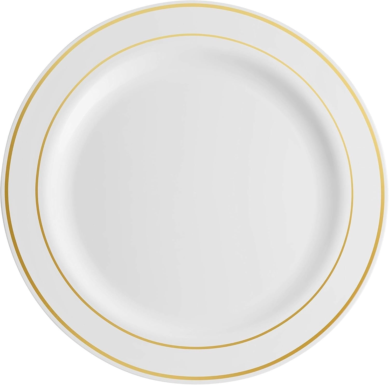 Sophisticated White Gold Trim Plastic Plates - Perfect for Weddings & Parties