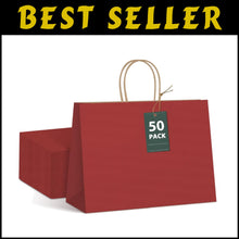 Load image into Gallery viewer, Elegant Red Kraft Gift Bags - 50 Pack, 16x6x12, Perfect for Parties &amp; Retail