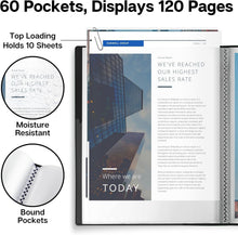 Load image into Gallery viewer, Customizable 60-Pocket Presentation Binder - Premium 8.5 x 11 Document Organizer